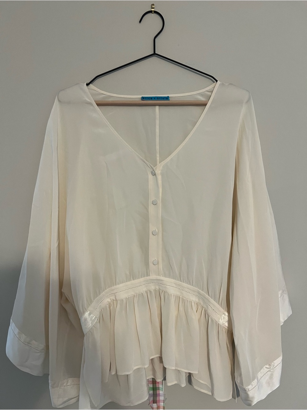 Alice + Olivia white silk Top